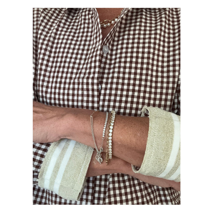 Brown Check Cuffed - Shimmer Stripe Cuff