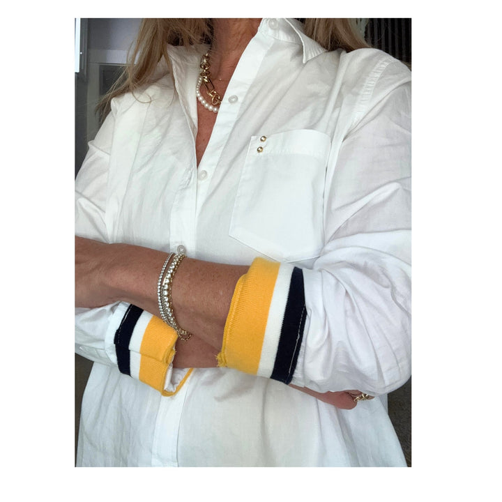 White Essential - Yelllow Stripe Cuff