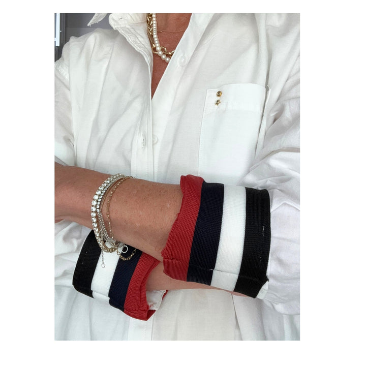 White Relaxed - Bold Stripe Cuff