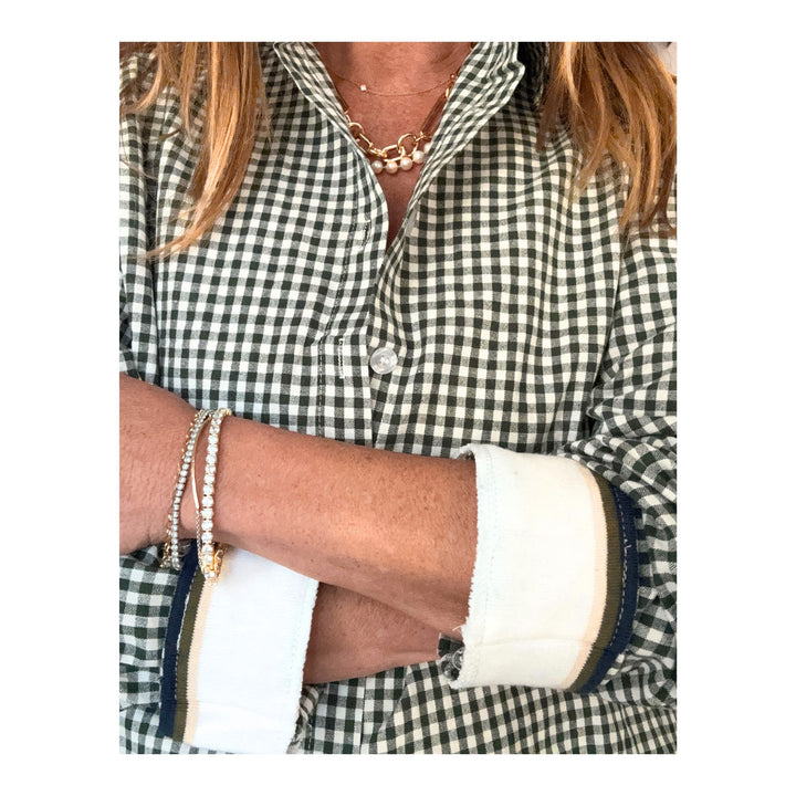 Green Check Cuffed - Green Stripe Cuff