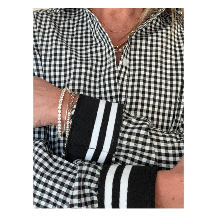 Black Check Cuffed - Black Stripe Cuff