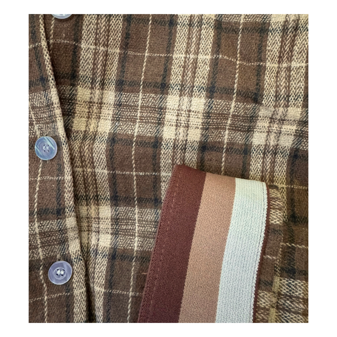 Brown Plaid Cuffed - Toffee Stripe