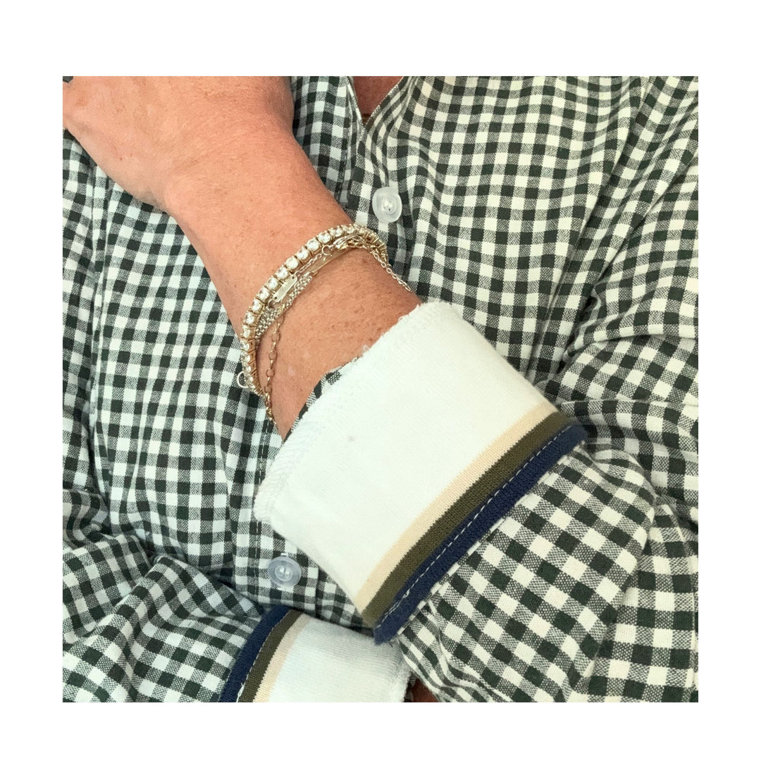 Green Check Cuffed - Green Stripe Cuff