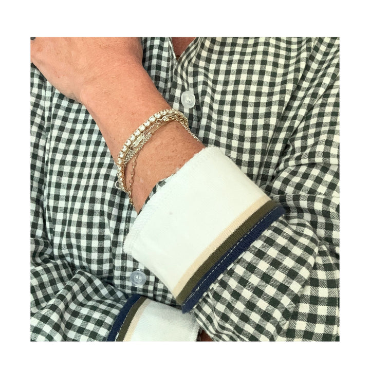 Green Check Cuffed - Green Stripe Cuff