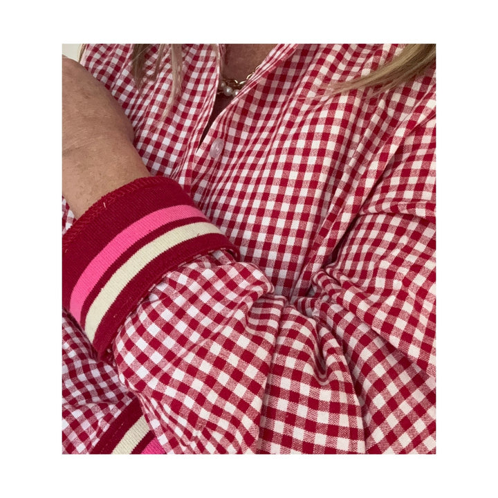 Cherry Check Cuffed - Pink Stripe Cuff