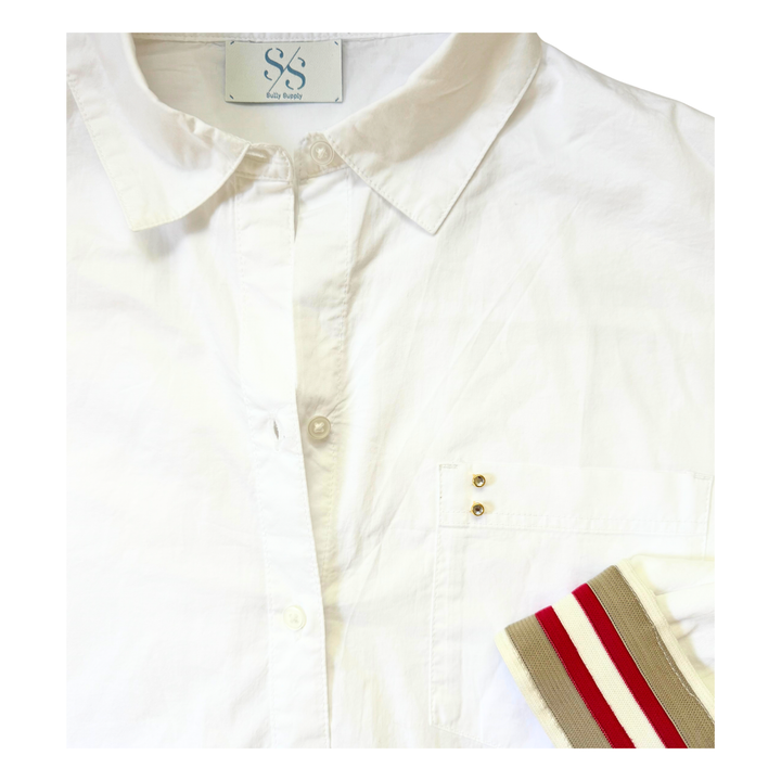 The Cuffed  - Relaxed White - Red Stripe