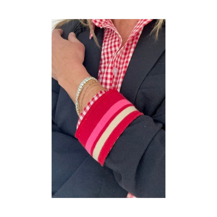 Cherry Check Cuffed - Pink Stripe Cuff