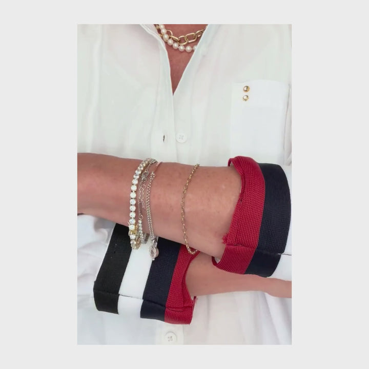 White Relaxed - Bold Stripe Cuff