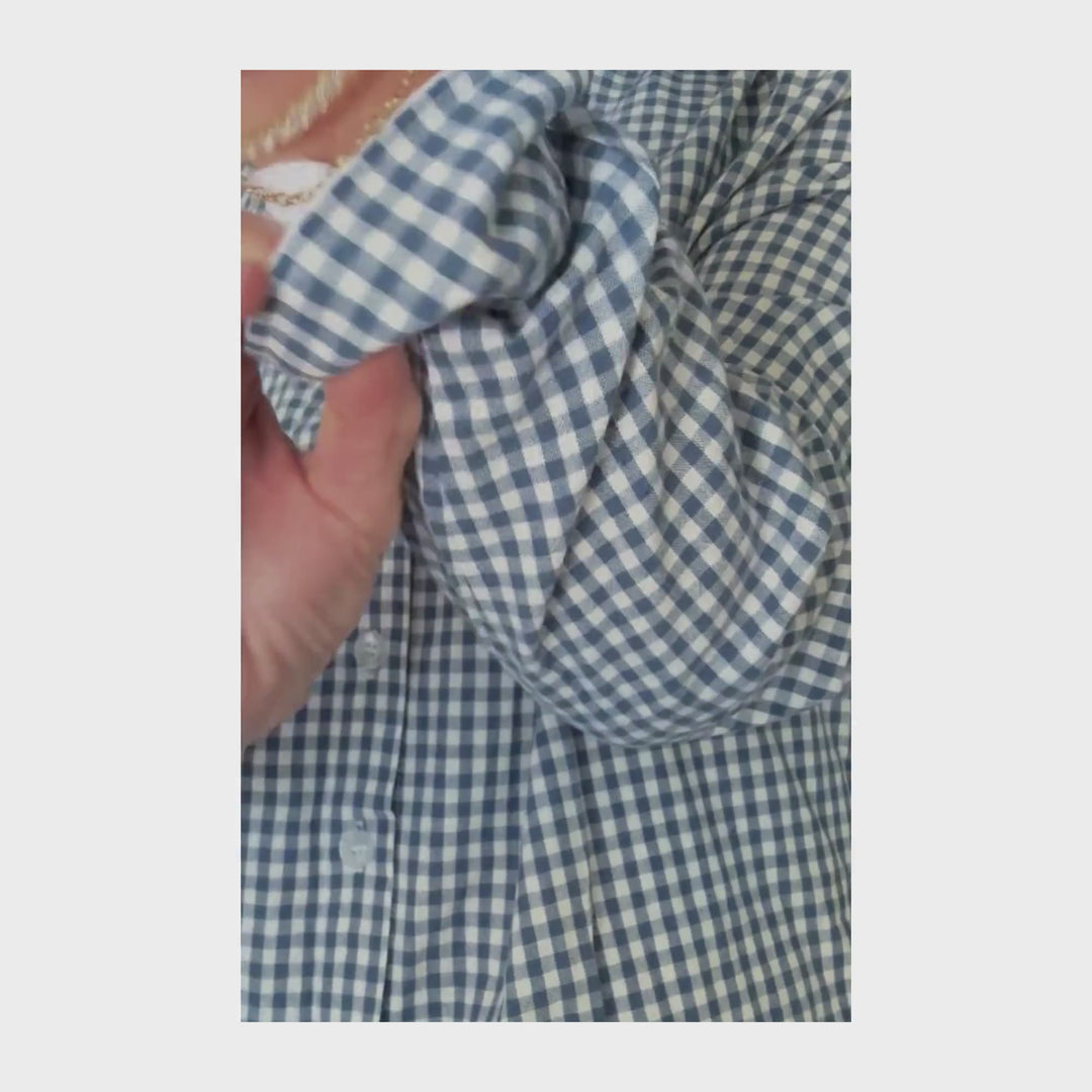 Navy Check Cuffed - Navy Stripe Cuff