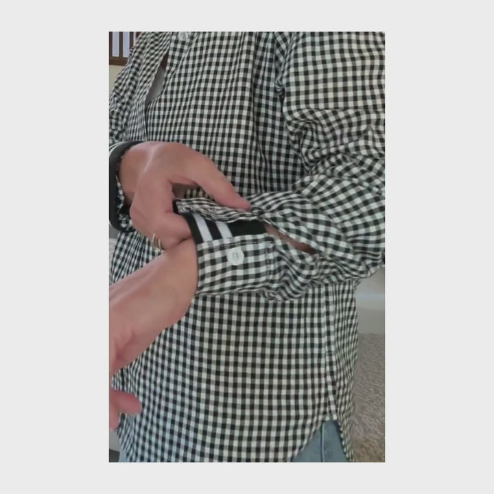 Black Check Cuffed - Black Stripe Cuff