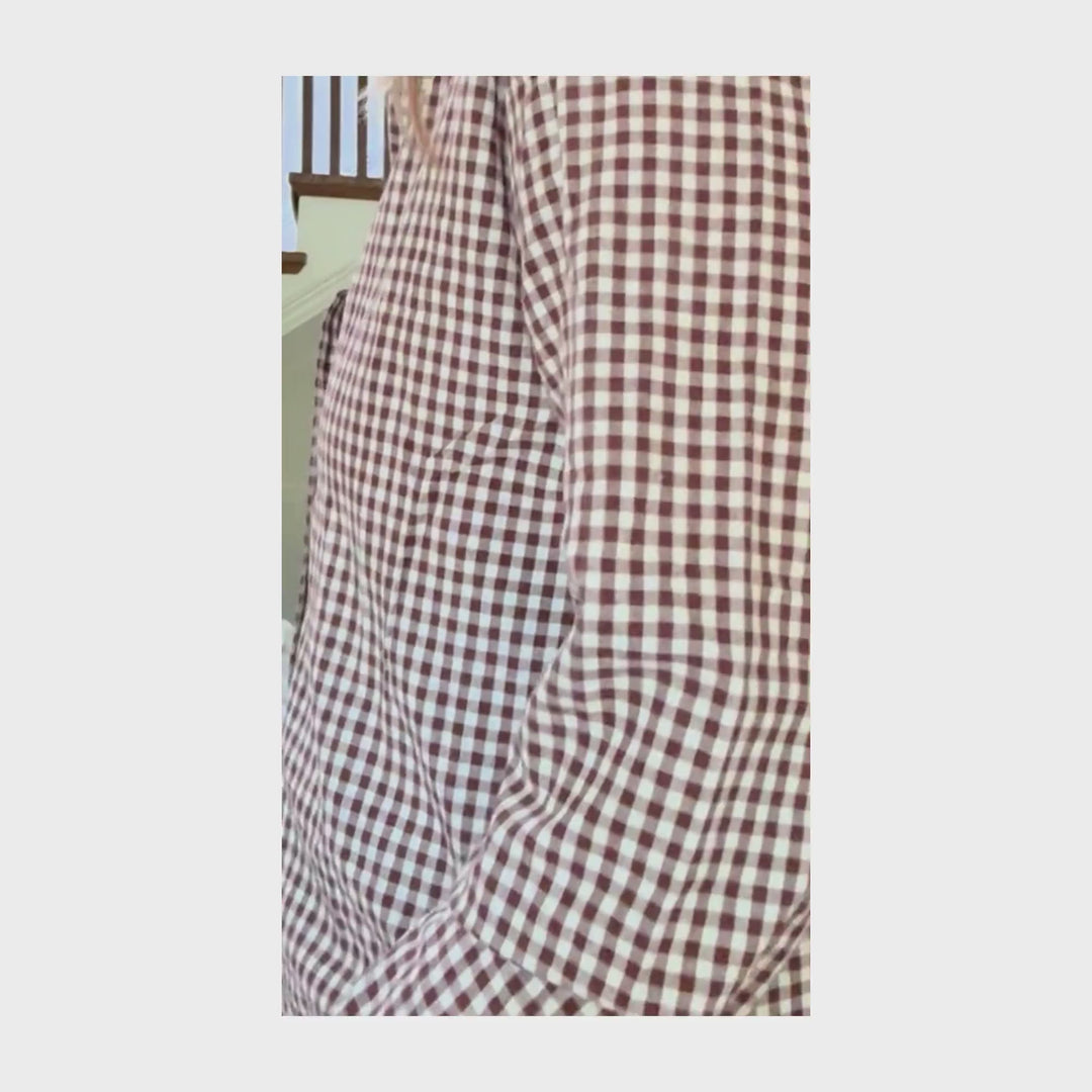 Brown Check Cuffed - Shimmer Stripe Cuff